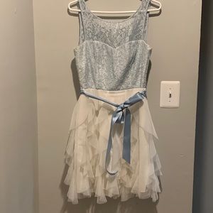 Baby blue and white dress
